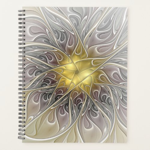 Flourish With Gold Modern Abstract Fractal Flower Planner