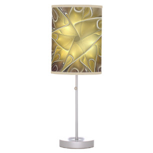 Flourish With Gold Modern Abstract Fractal Flower Table Lamp