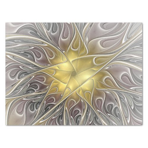 Flourish With Gold Modern Abstract Fractal Flower Tissue Paper