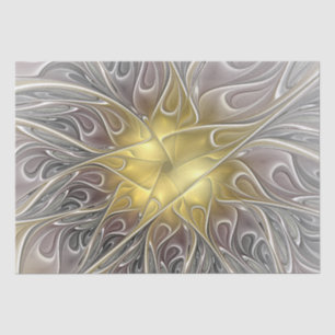 Flourish With Gold Modern Abstract Fractal Flower Tissue Paper