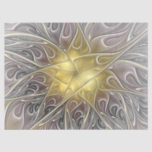 Flourish With Gold Modern Abstract Fractal Flower Tissue Paper