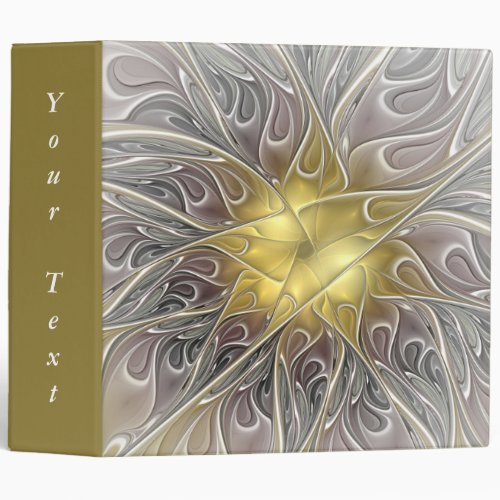 Flourish With Gold Modern Abstract Fractal Text 3 Ring Binder