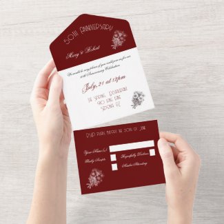 Flourished 50th anniversary -  Burgundy and White