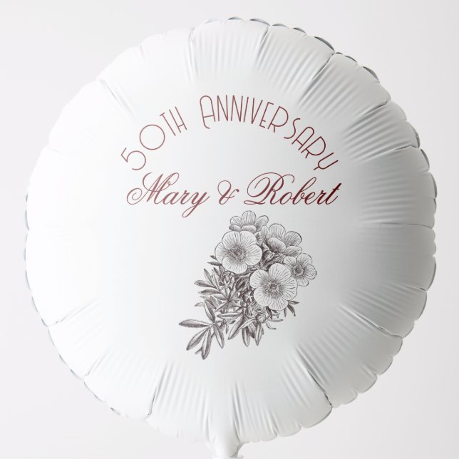 Flourished 50th anniversary - personalized  balloon (Front)