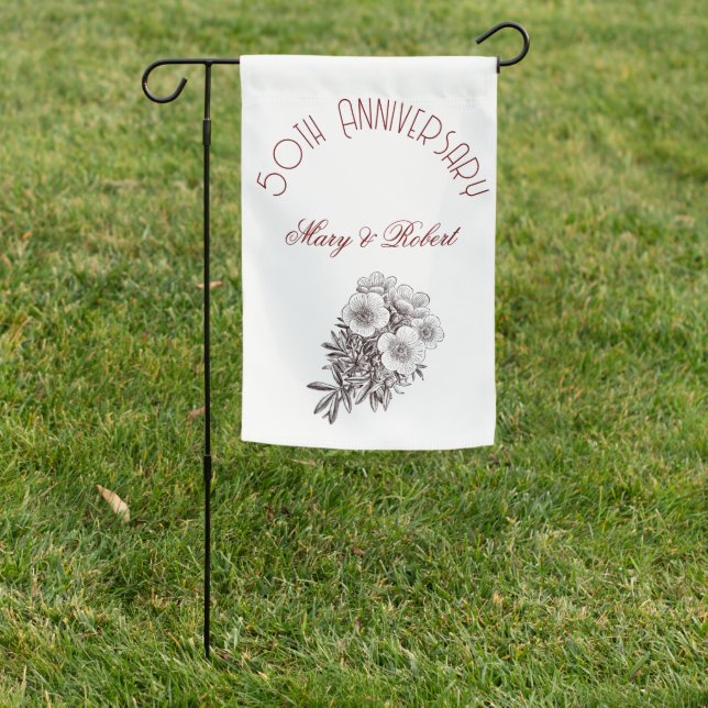 Flourished 50th anniversary - personalized  garden flag (In SItu)