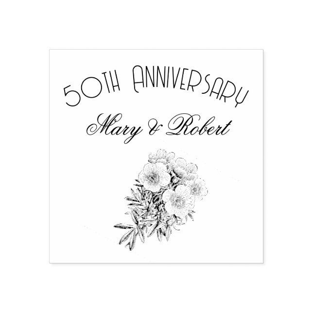 Flourished 50th anniversary - personalized  rubber stamp (Imprint)