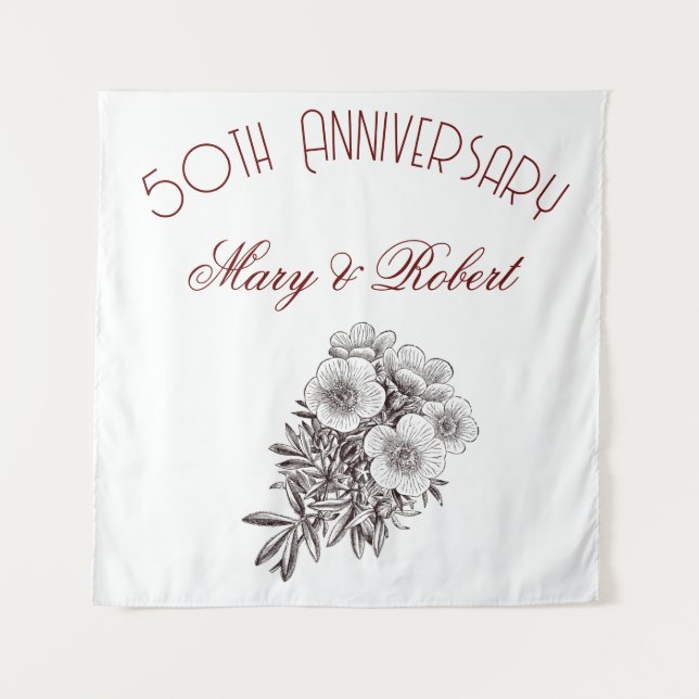 Flourished 50th anniversary - personalized  tapestry (Front)