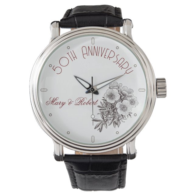 Flourished 50th anniversary - personalized  watch (Front)