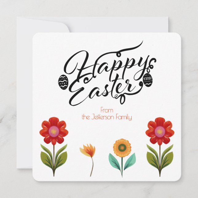 Flourished Boho Calligraphy Personalized Easter  Card (Front)