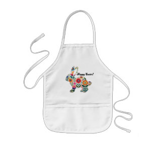 Flourished Easter Bunny Silhouette Kids' Apron