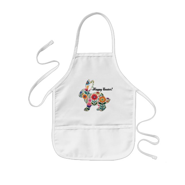 Flourished Easter Bunny Silhouette  Kids' Apron (Front)
