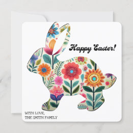 Flourished Easter Bunny Silhouette Personalizable  Card