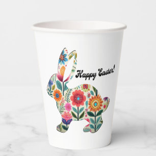 Flourished Easter Bunny Silhouette Personalizable  Paper Cups