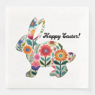 Flourished Easter Bunny Silhouette Personalizable  Paper Dinner Napkins