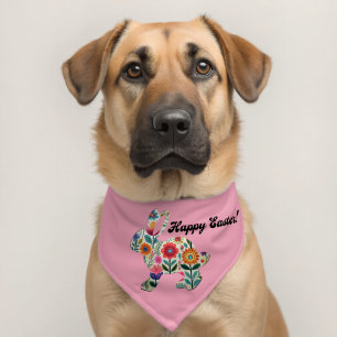 Flourished Easter Bunny Silhouette Pet Bandana Collar