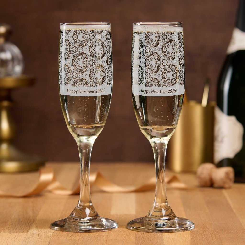 Flourished etched pattern happy new year or event