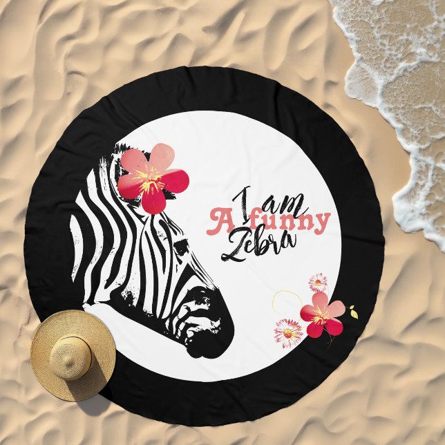 Flourished Funny Zebra  Beach Towel (Beach)