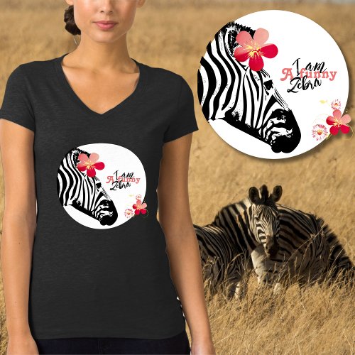 Flourished Funny Zebra T_Shirt