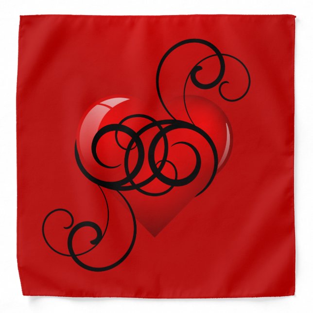 Flourished Glossy Heart Bandana (Front)