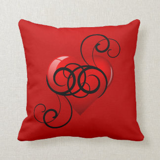Flourished Glossy Heart Throw Pillow
