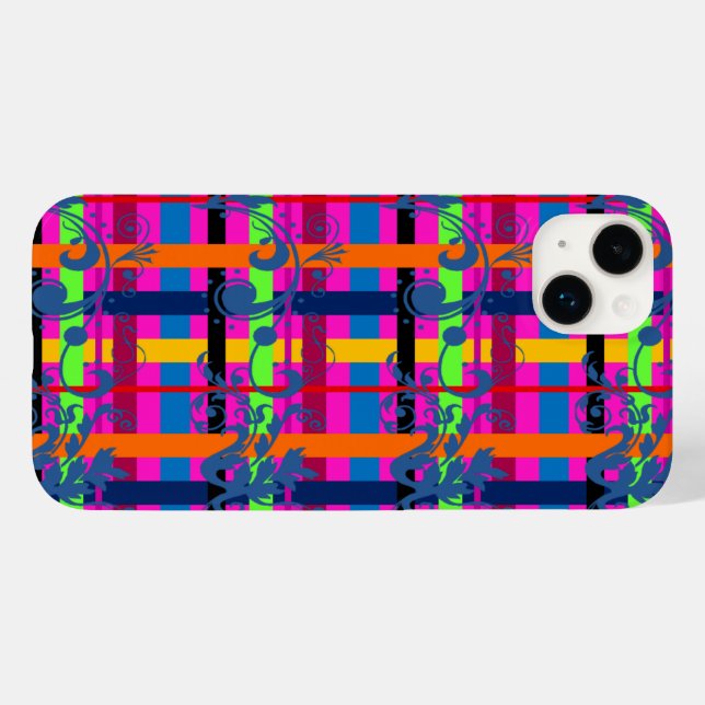 Flourished Pop Plaid Case-Mate iPhone Case (Back (Horizontal))