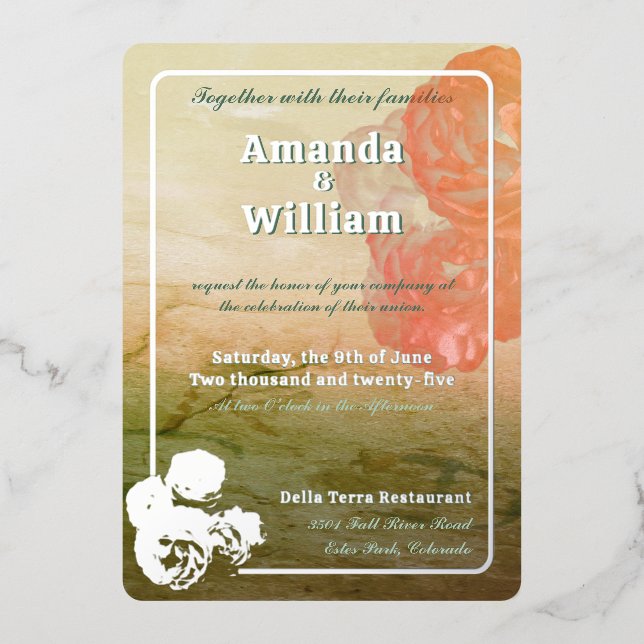Flourished Timeless Romantic Exquisite wedding Foil Invitation (Front)