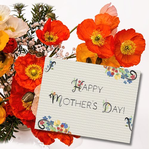 Flourished watercolor Happy Motherâs Day Postcard