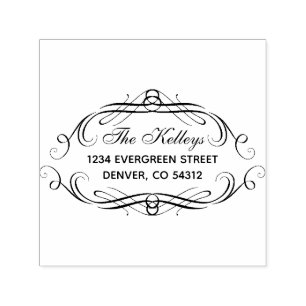 Flourishes Family Name Create Your Own Self-inking Stamp
