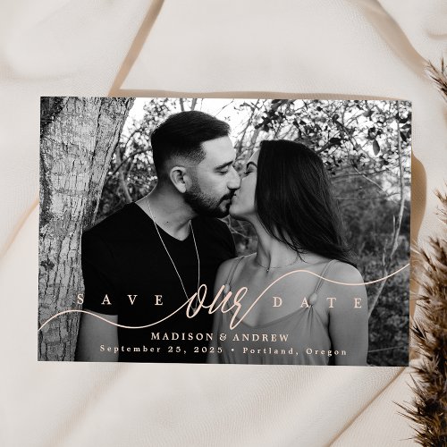 Flourishing Blush Script Photo Save The Date