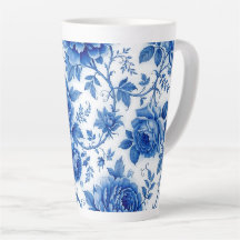 Flow Blue Blossoms Roses Peonies Cobalt Blue White