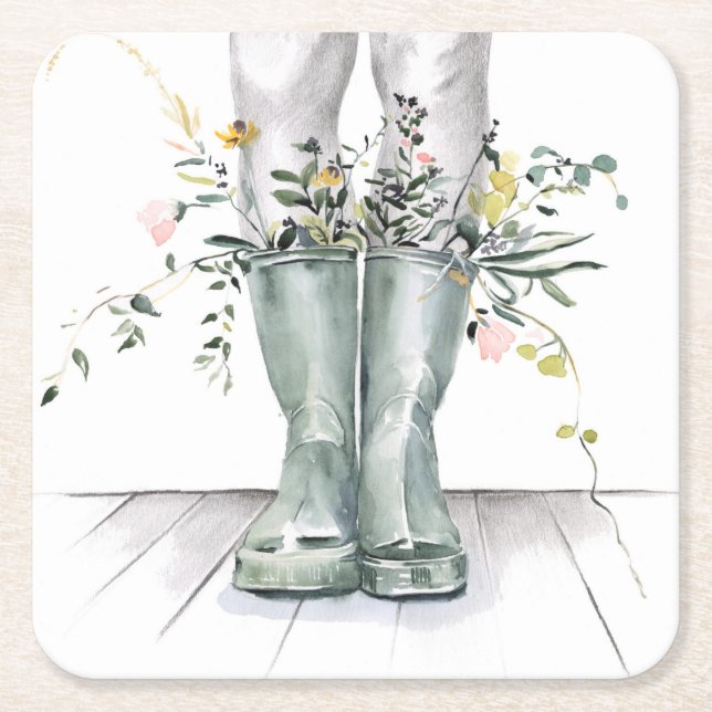 Flow & Grow II Square Paper Coaster (Front)