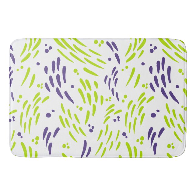 Flow in Lime Green and Purple Bath Mat (Front)
