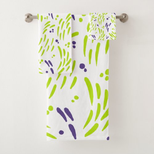 Flow in Lime Green and Purple Bath Towel Set