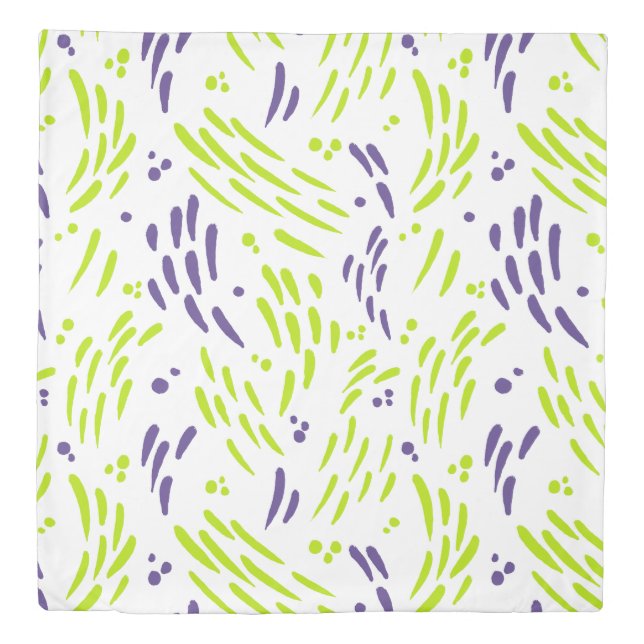 Flow in Lime Green and Purple Duvet Cover (Front)