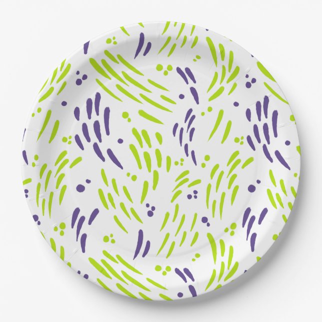 Flow in Lime Green and Purple Paper Plates (Front)