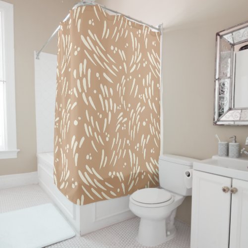 Flow in Tan and Cream Shower Curtain