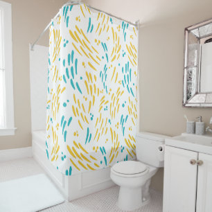 Flow in Turquoise and Yellow Shower Curtain