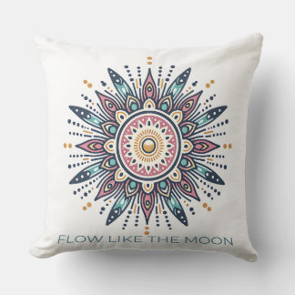 Flow Like the Moon Mandala Spiritual Design Throw Pillow