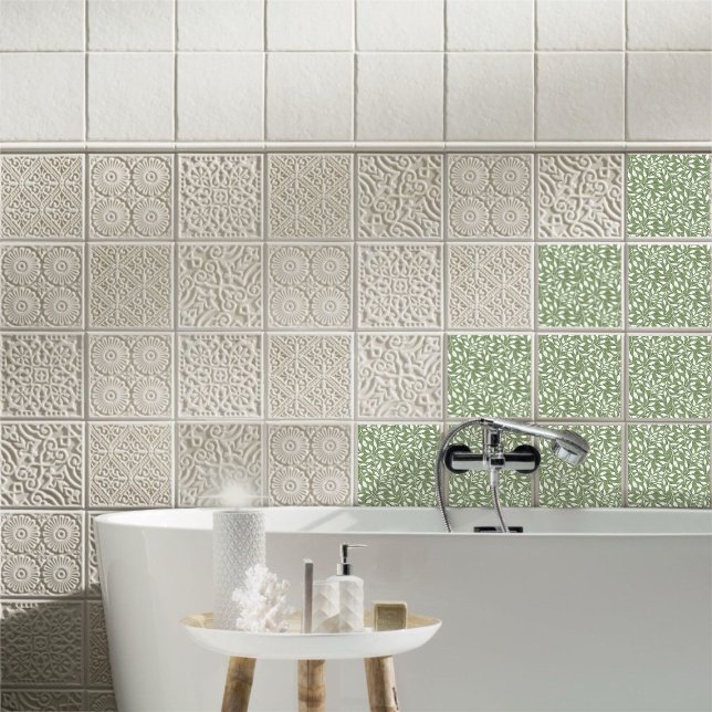 Flow of Dancing Leaves Design Delicate Foliage Ceramic Tile (Creator Uploaded)