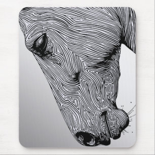 Flow of the Wild Minimalist Line Art Horse Mouse Pad