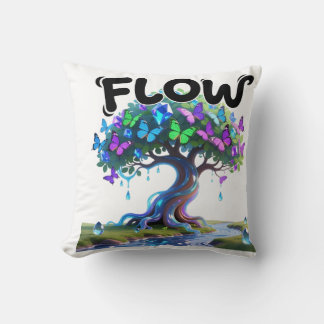 Flow Water Tree of Life Throw Pillow