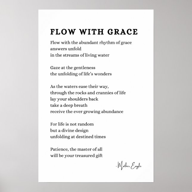 Flow with Grace Faith poetry wall art poster decor (Front)