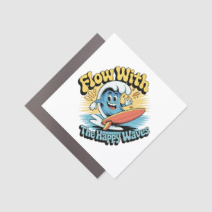 Flow With The Happy Waves Fridge Car Magnet