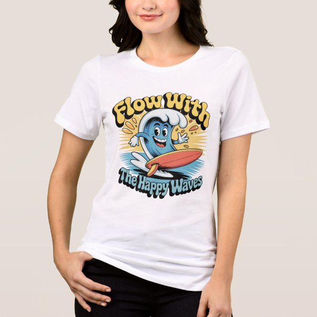 Flow With The Happy Waves Retro Surf Vibes Women's Tri-Blend Shirt (Front)