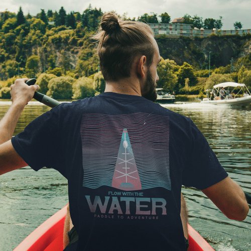Flow With The Water Kayaking Kayaker Wavy Lines T_Shirt