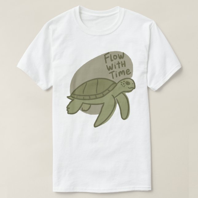 Flow With Time Sea Turtle Illustration T-Shirt (Design Front)