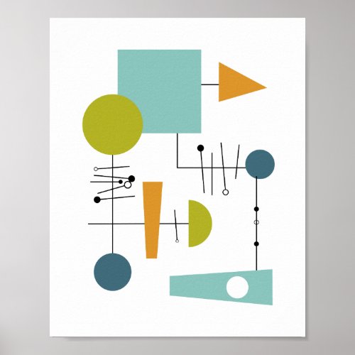 Flowchart Geometric Shapes Mid Century Art Poster