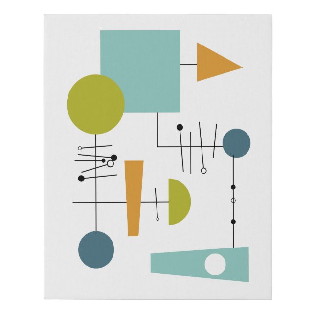 Flowchart Geometric Shapes Mid Century Modern Faux Canvas Print (Front)