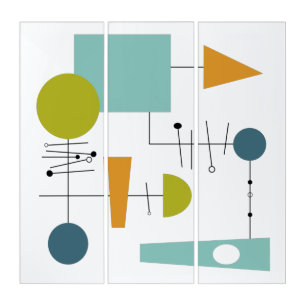 Flowchart Geometric Shapes Mid Century Modern Triptych