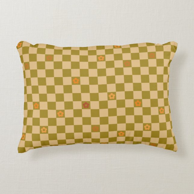 Flowe Checkered Pattern - No. 02 Accent Pillow (Front)